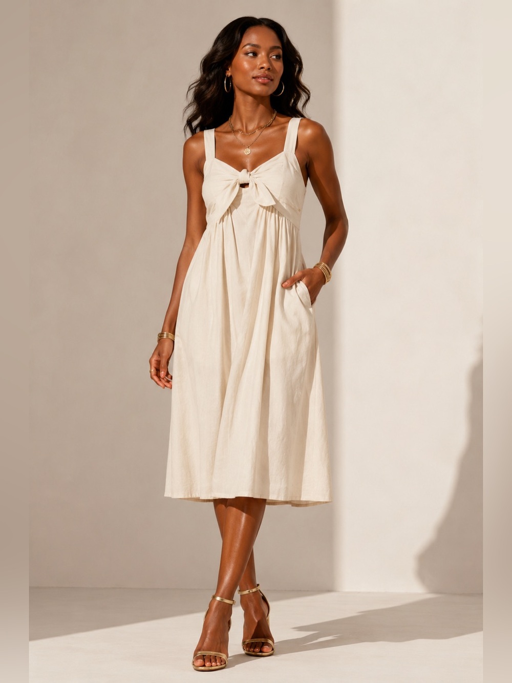 Who What Wear linen Cream Dress